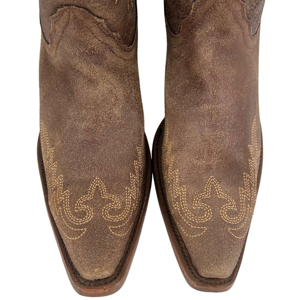 Corral Boots Women's 8M Brown Suede Leather Studded Ropers Cowboy Western Boots - Picture 2 of 16